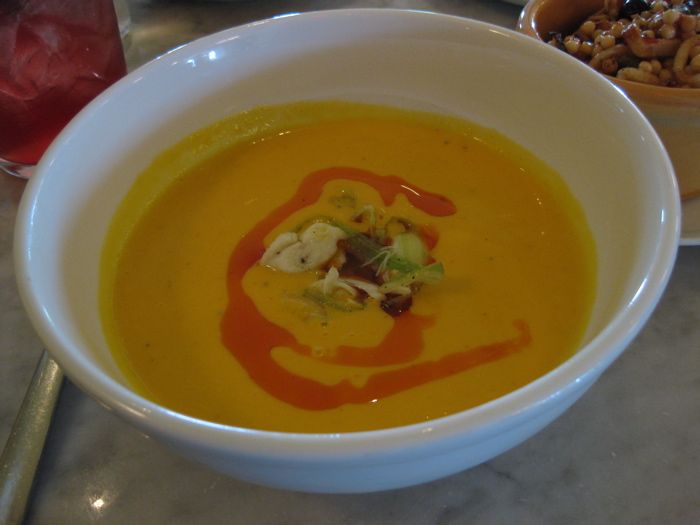 Carrot soup with lump crab meat